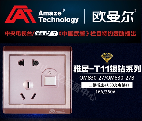 欧曼尔雅居T7二三极插座+USB充电接口